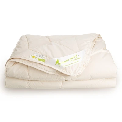Alpaka Tussah Seide Bettdecke mit Bio Baumwolle Übergang von grünvergnügt by purNatour